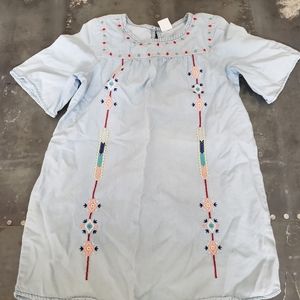 Chambray Embroidered Tunic Dress